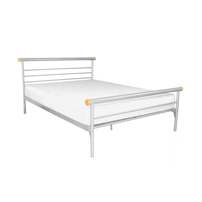 Royal Helston Double Size Metal Bed in Silver - Nestium