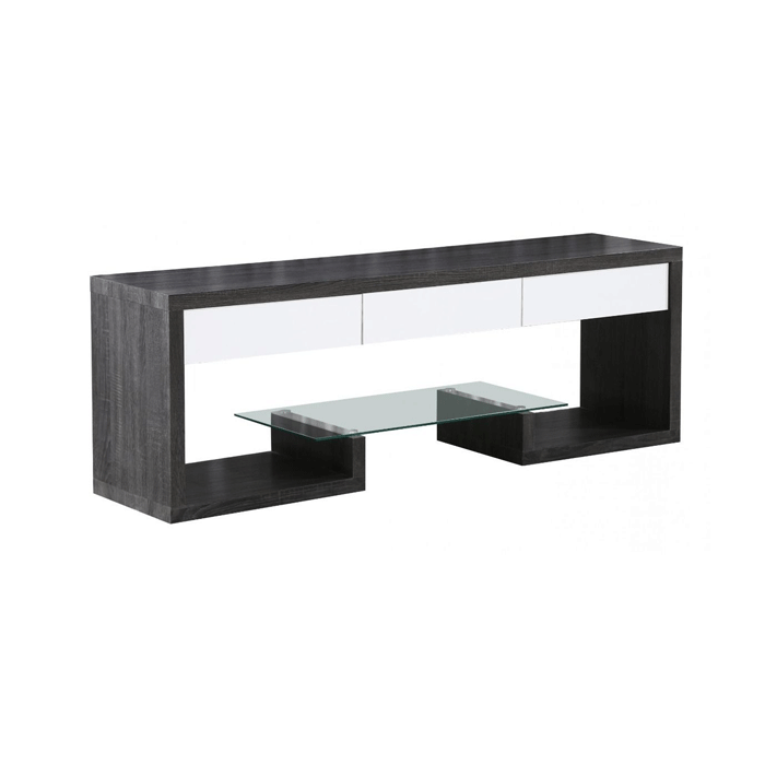 Gallatin TV Unit 3 Drawer Black with White High Gloss Drawers - Black