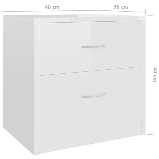 Aimo High Gloss Bedside Cabinet With 2 Drawers In White