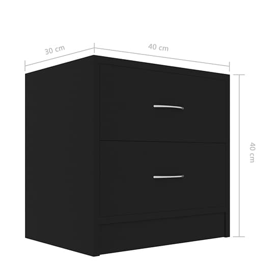 Aimo Wooden Bedside Cabinet With 2 Drawers In Black