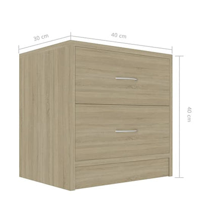 Aimo Wooden Bedside Cabinet With 2 Drawers In Sonoma Oak