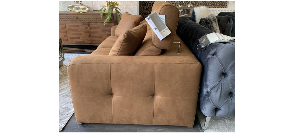 Ainhoa Saddle Brown Large Fabric Sofa Sofabed With Chrome Legs - Available In A Range Of Aquaclean Fabrics And Leathers(Mattress Size 185cm 140cm)