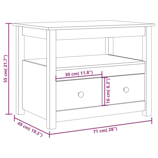 Honey Brown Pine Wood Coffee Table with 2 Drawers and Open Shelf for Living Room Storage