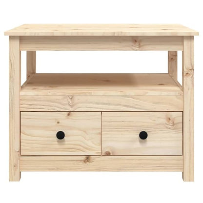 Natural Pine Wood Coffee Table with 2 Drawers for Living Room Storage