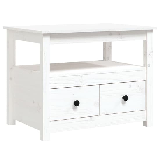 White Pine Wood Coffee Table with Storage Drawers - Aitla Collection