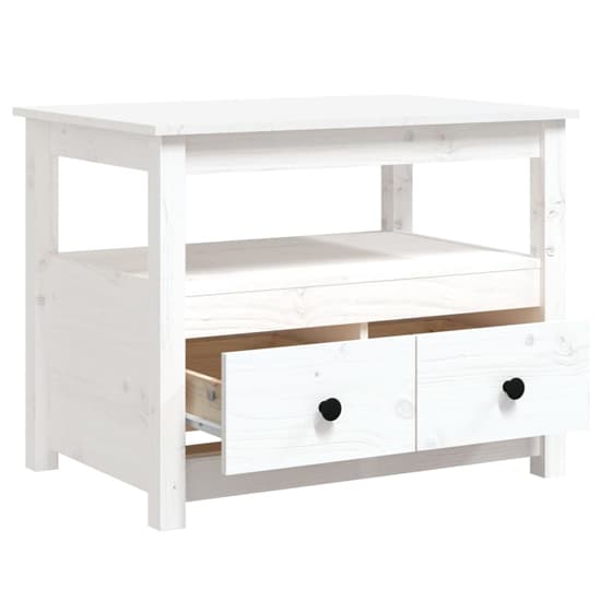 White Pine Wood Coffee Table with Storage Drawers - Aitla Collection