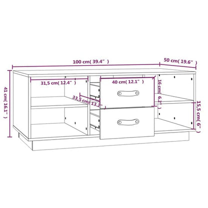 Grey Pine Wood Coffee Table with 2 Drawers for Living Room Storage