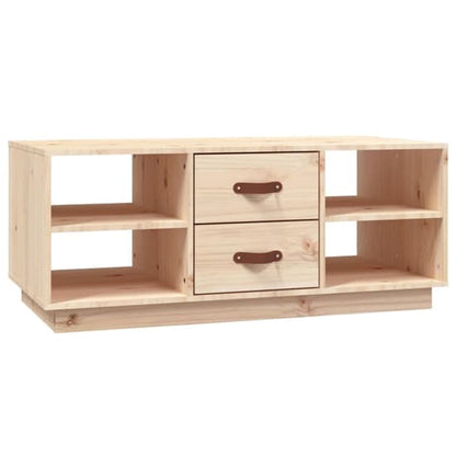 Natural Pine Wood Coffee Table with 2 Drawers for Functional Living Room Storage