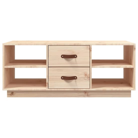 Natural Pine Wood Coffee Table with 2 Drawers for Functional Living Room Storage