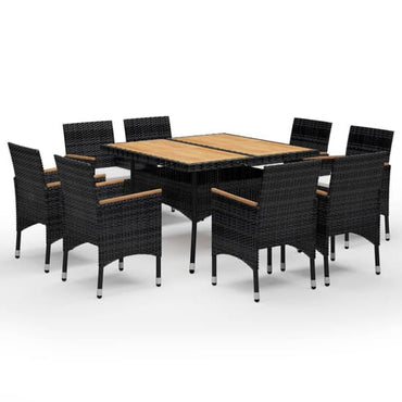 Ajax 9 Piece Garden Dining Set In Black And Brown Poly Rattan