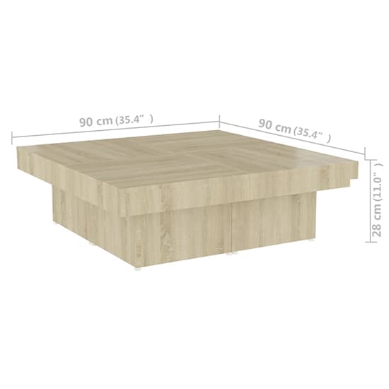 FURCO Akili Square Coffee Table in Sonoma Oak - Durable Chipboard Design for Living Room and Office