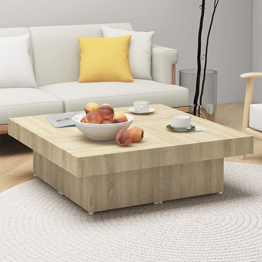 FURCO Akili Square Coffee Table in Sonoma Oak - Durable Chipboard Design for Living Room and Office