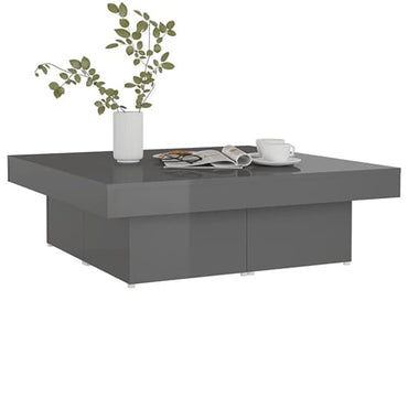 FURCO Grey High Gloss Square Coffee Table for Modern Living Rooms