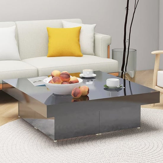 FURCO Grey High Gloss Square Coffee Table for Modern Living Rooms