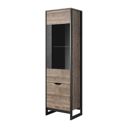 Akron Display Cabinet Tall With 2 Doors In Grande Oak And LED