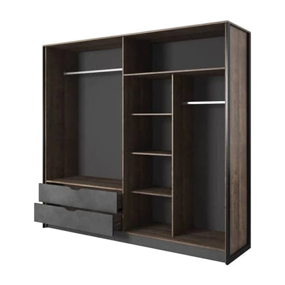 Grande Oak 4-Door Mirrored Wardrobe with Ample Storage and Hinged Design