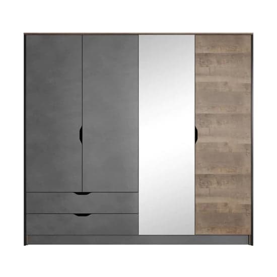 Grande Oak 4-Door Mirrored Wardrobe with Ample Storage and Hinged Design