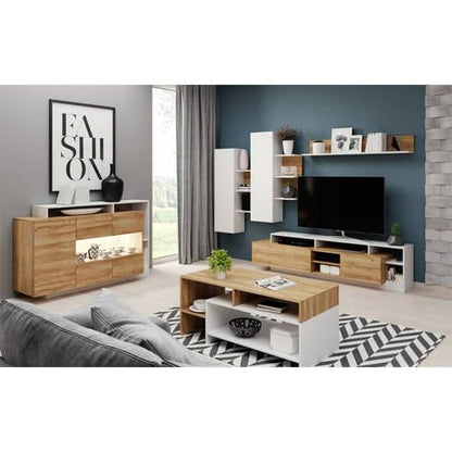 Akron Wooden Sideboard 3 Doors In Grandson Oak With LED