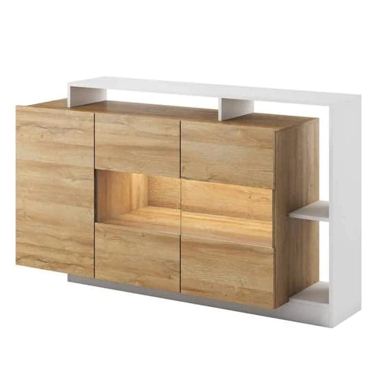 Akron Wooden Sideboard 3 Doors In Grandson Oak With LED