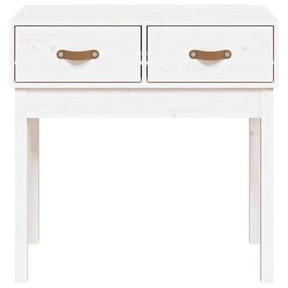 White Pinewood Console Table with Two Drawers for Entryway or Living Room