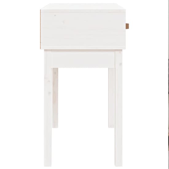 White Pinewood Console Table with Two Drawers for Entryway or Living Room