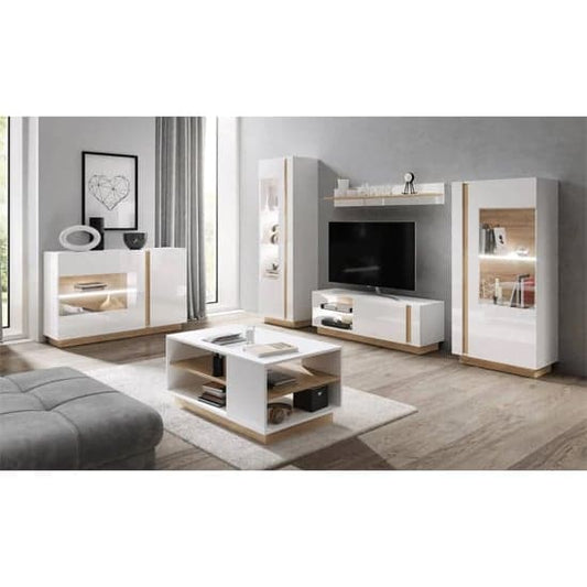 White High Gloss Coffee Table with Undershelf – Alaro Design for Living Room