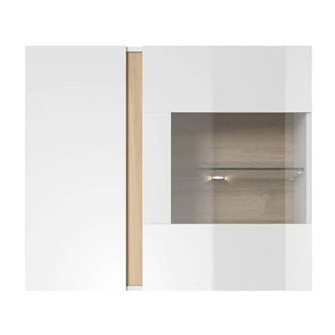 Alaro High Gloss Display Cabinet Wall 2 Doors In White With LED