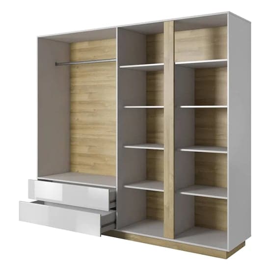 White High Gloss 4-Door Mirrored Wardrobe with Ample Storage and Shelving