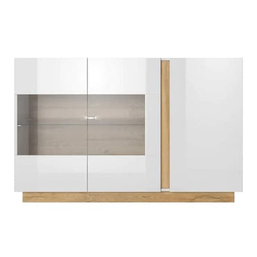 Alaro High Gloss Sideboard With 3 Doors In White And LED