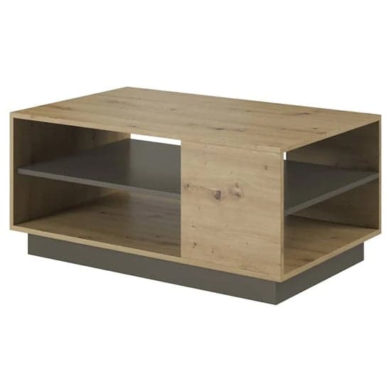 Artisan Oak Wooden Coffee Table with Undershelf for Living Room