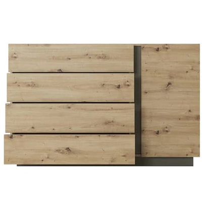 Artisan Oak Sideboard with 1 Door and 4 Drawers for Dining and Living Room