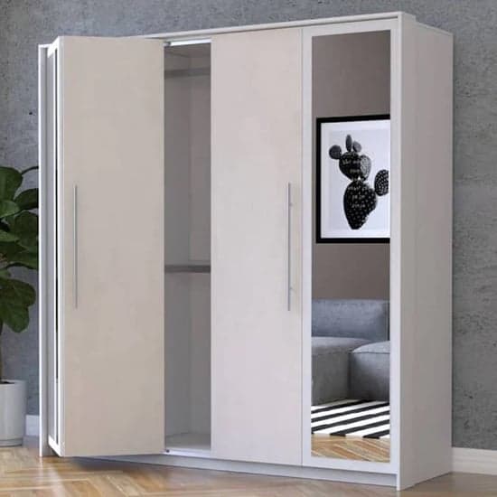 Albany Silk and White Mirrored Wardrobe | Hinged | Mirror | 2 Doors | 206cm