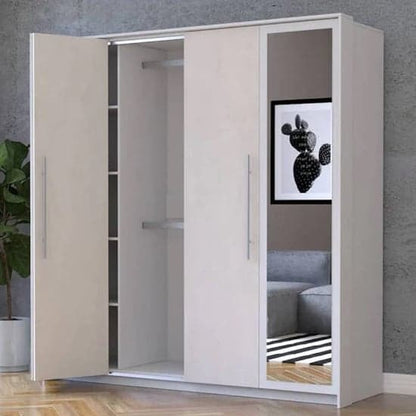 Albany Silk and White Mirrored Wardrobe | Hinged | Mirror | 2 Doors | 206cm