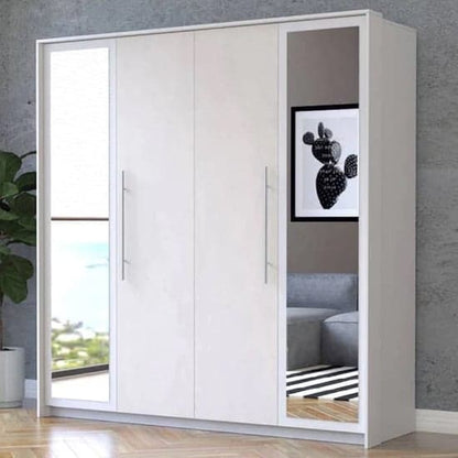 Albany Silk and White Mirrored Wardrobe | Hinged | Mirror | 2 Doors | 206cm