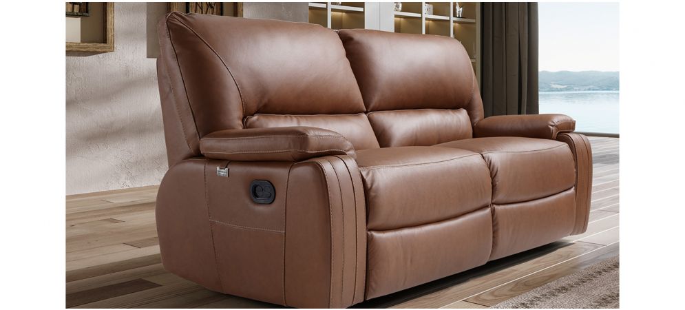 Aldebaran Brown Leather Electric Recliner Sofa Set - Semi-Aniline, 3+2 Seater, Customizable Colors, 10-Year Warranty on Frame & Pocket Springs