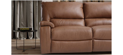 Aldebaran Brown Leather Electric Recliner Sofa Set - Semi-Aniline, 3+2 Seater, Customizable Colors, 10-Year Warranty on Frame & Pocket Springs