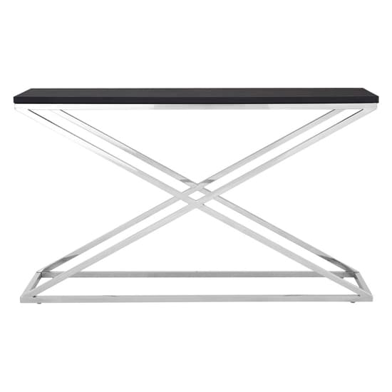 Alena Wooden Leather Effect Console Table In Black