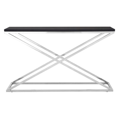 Alena Wooden Leather Effect Console Table In Black