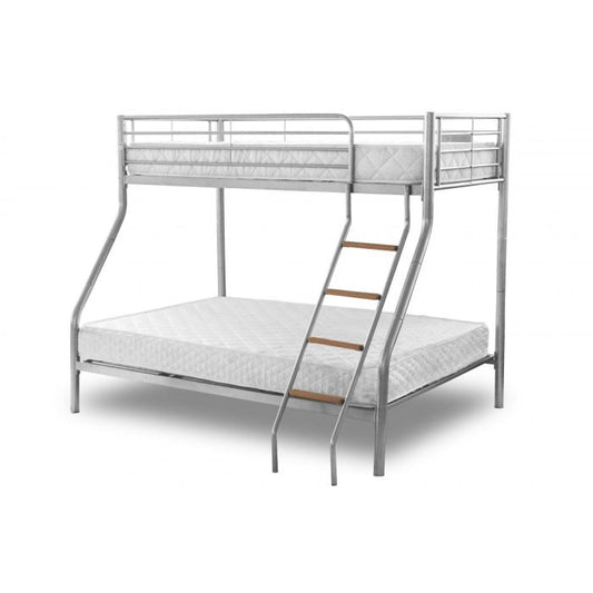 Stylish Silver Metal Carlisle Triple Sleeper Bunk Bed - Space-Saving Design for Modern Bedrooms