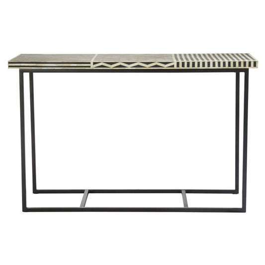 Algieba Wooden Console Table With Metal Base In Black