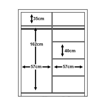 Matt Grey Mirrored Sliding Door Wardrobe with Customizable Interior and LED Lighting