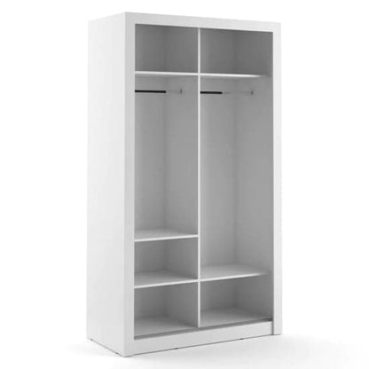 Matt White Aliso Wardrobe with Mirrored Sliding Doors and LED Lighting