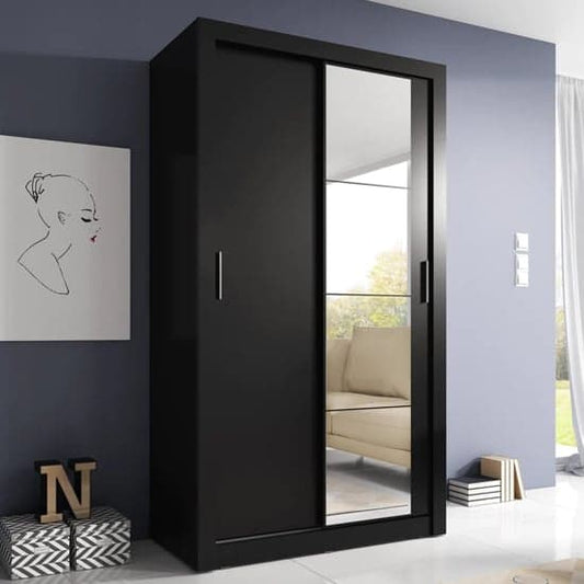 Aliso Wardrobe With Sliding 2 Doors In Matt Black