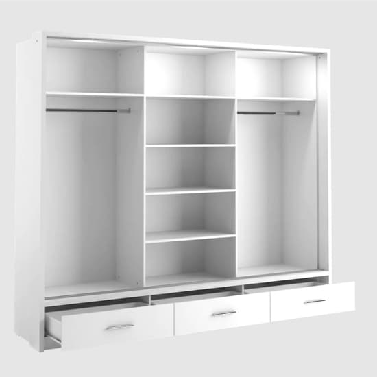 Aliso Wardrobe With Sliding 3 Doors In Matt White With LED