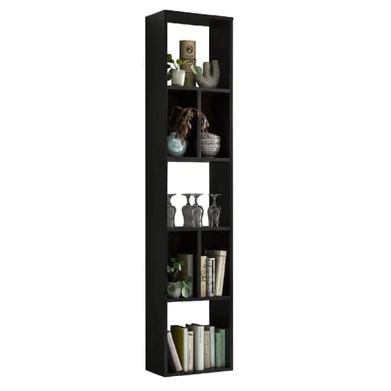 Modern Matt Black Wooden Bookcase with Multiple Shelves for Home and Office