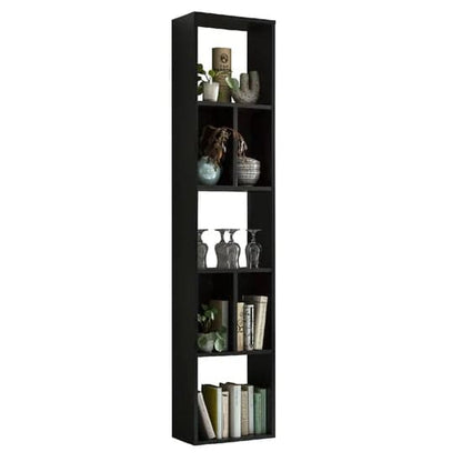 Modern Matt Black Wooden Bookcase with Multiple Shelves for Home and Office