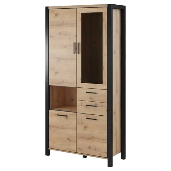 Aliso Wooden Display Cabinet Tall In Taurus Oak With LED