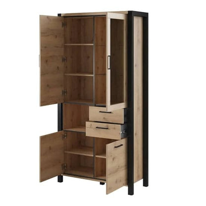 Aliso Wooden Display Cabinet Tall In Taurus Oak With LED