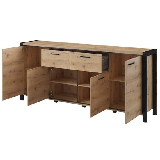 Aliso Wooden Sideboard With 4 Doors 2 Drawers In Taurus Oak