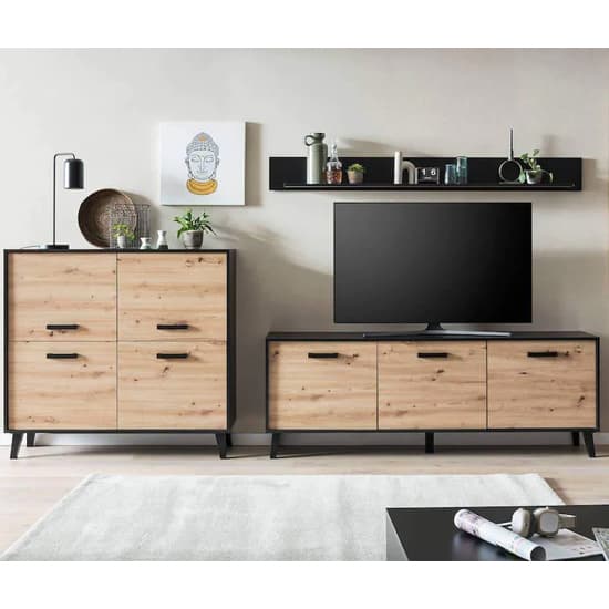 Aliso Wooden Sideboard With 4 Doors In Artisan Oak